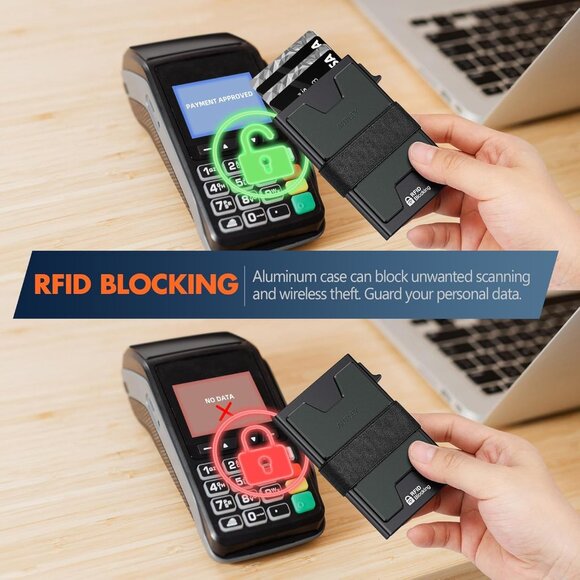 Wallet for Men | RFID Blocking, Cash Band, 12+ Cards Storage (Black) - Picture 10 of 11